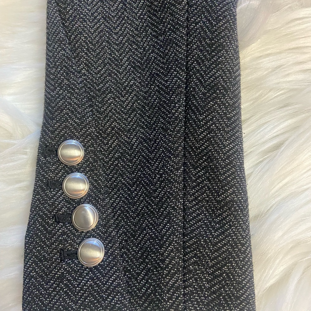 White House Black Market Sz 4 Dark Grey/Black Herringbone Women’s Blazer - Picture 13 of 14